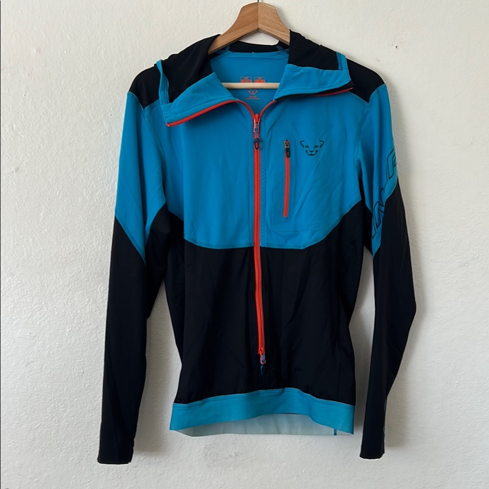 Dynafit Long Sleeve Hoodie with Two Way Zip in Black Blue Orange Sz S
